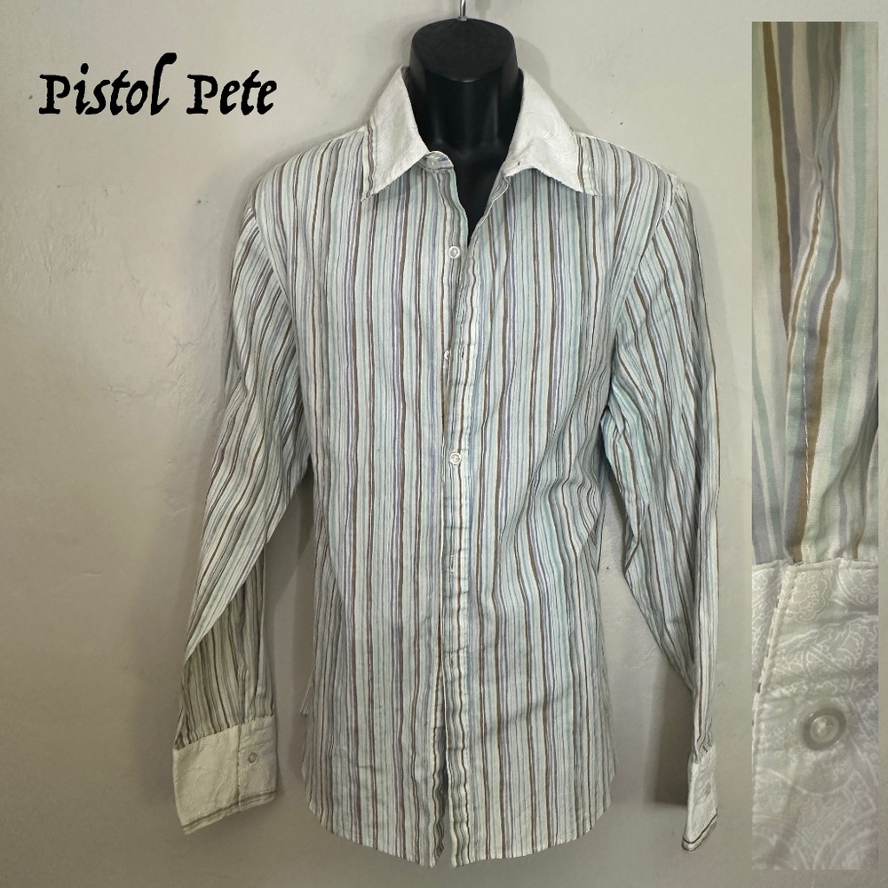 Pistol Pete Stretch Contrast Long Sleeve Shirt XL runs small Gently worn